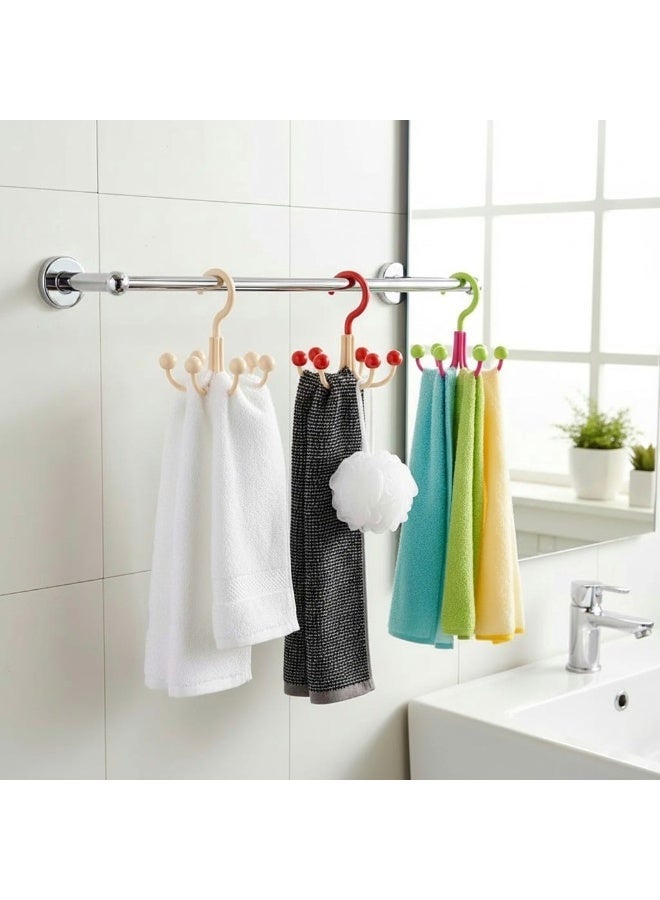 علاقة ملابس دوارة شديدة التحمل بستة خطافات للأوشحة والملابس الداخلية والإكسسوارات، منظم بلاستيكي دوار 360 درجة لتوفير مساحة في خزانة الملابس - Image 1